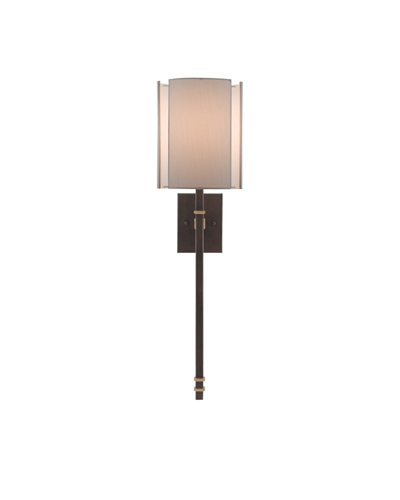 Rocher Bronze Wall Sconce, White Shade